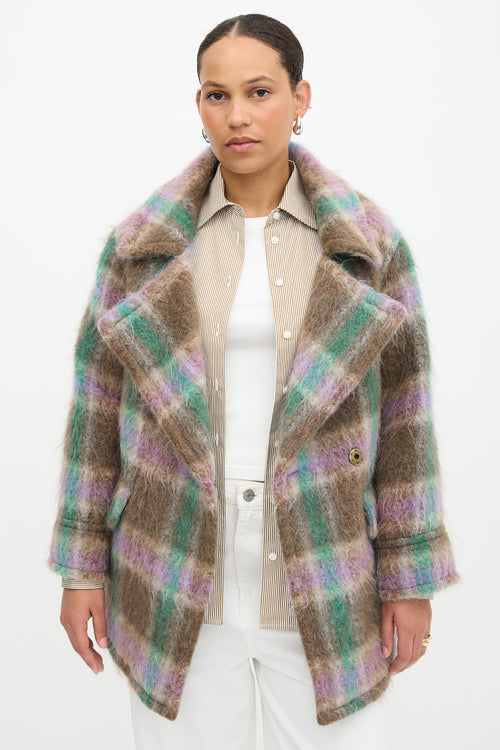 Smythe Mohair Blanket Car Plaid Coat