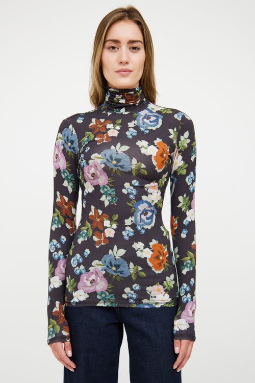 Smythe Black & Multi Fitted Floral Top