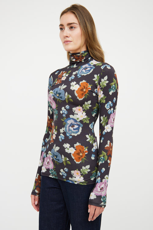 Smythe Black & Multi Fitted Floral Top