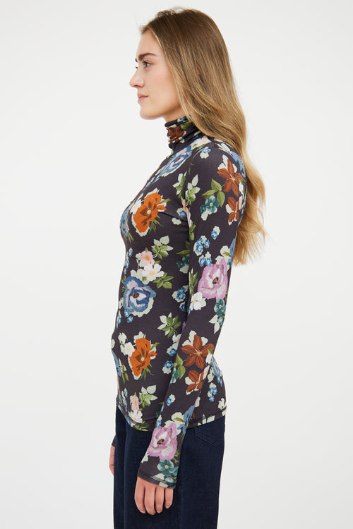 Smythe Black & Multi Fitted Floral Top