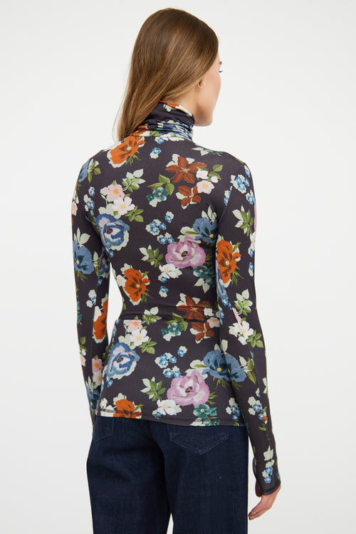 Smythe Black & Multi Fitted Floral Top