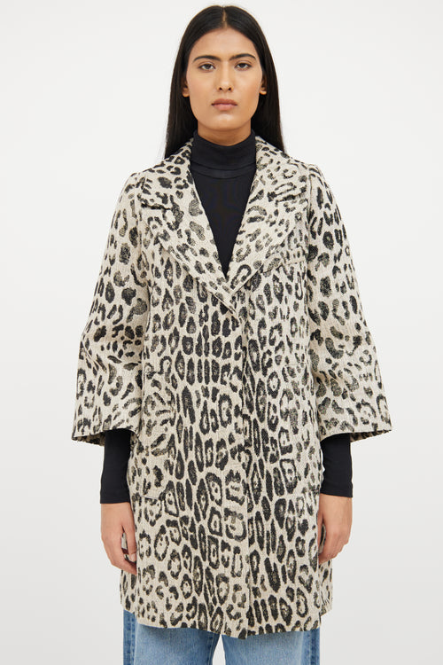 Smythe Beige Multi Colour Print Button Coat