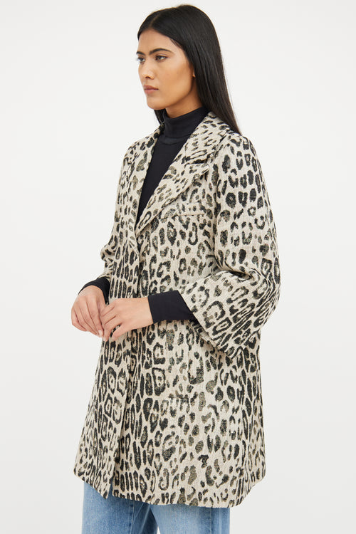 Smythe Beige Multi Colour Print Button Coat