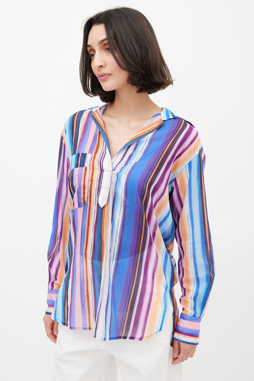 Smythe Multicolour Stripe Over The Head Pocket Shirt