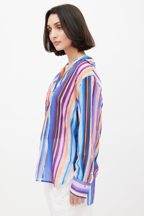 Smythe Multicolour Stripe Over The Head Pocket Shirt