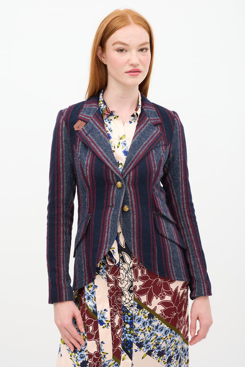 Smythe Navy & Red Wool Striped Blazer