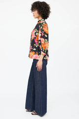 Smythe Floral Pleated Button Up Top