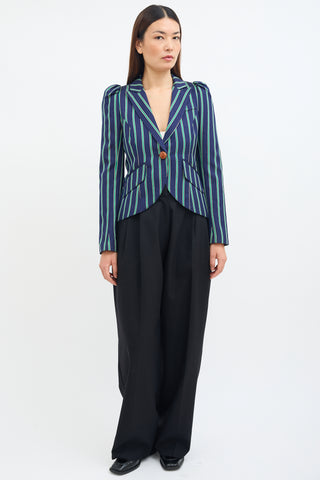 Smythe Stripe Pouf Sleeve Blazer