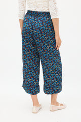 Smythe Navy & Multicolour Floral Wide Cropped Trouser