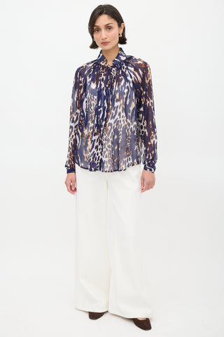 Smythe Navy & Multicolour Sheer Printed Shirt