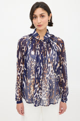 Smythe Navy & Multicolour Sheer Printed Shirt
