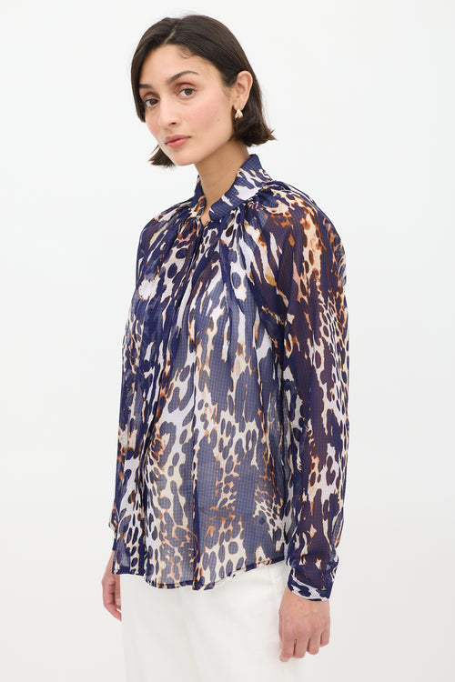 Smythe Navy & Multicolour Sheer Printed Shirt