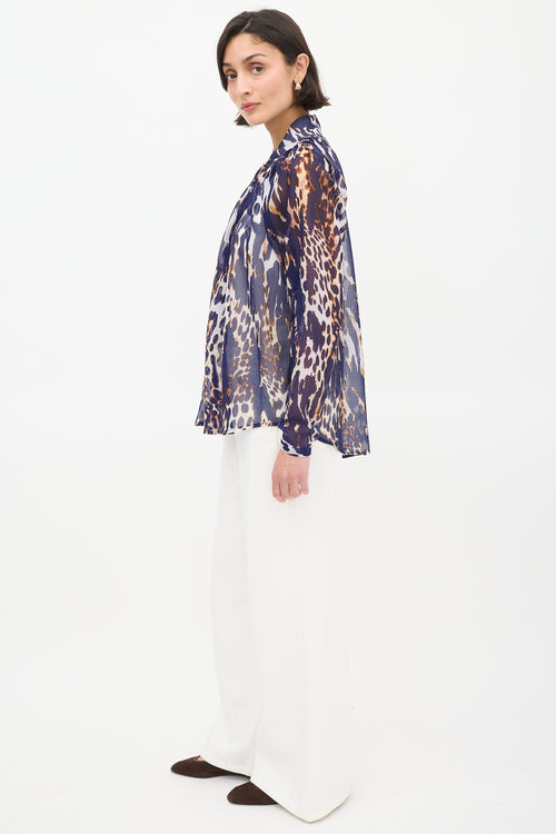 Smythe Navy & Multicolour Sheer Printed Shirt