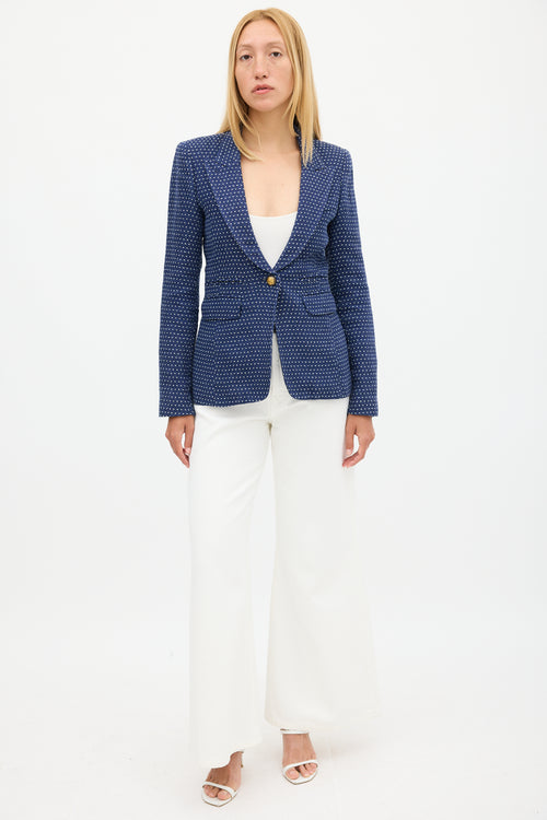 Smythe Navy & White Polka Dot Blazer