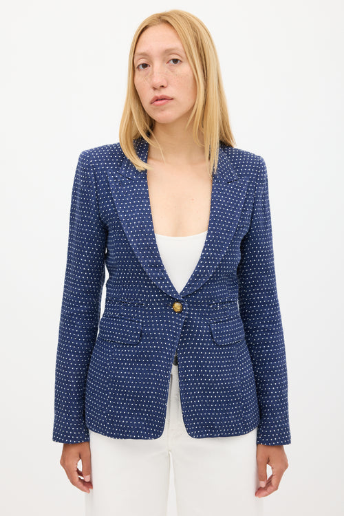 Smythe Navy & White Polka Dot Blazer