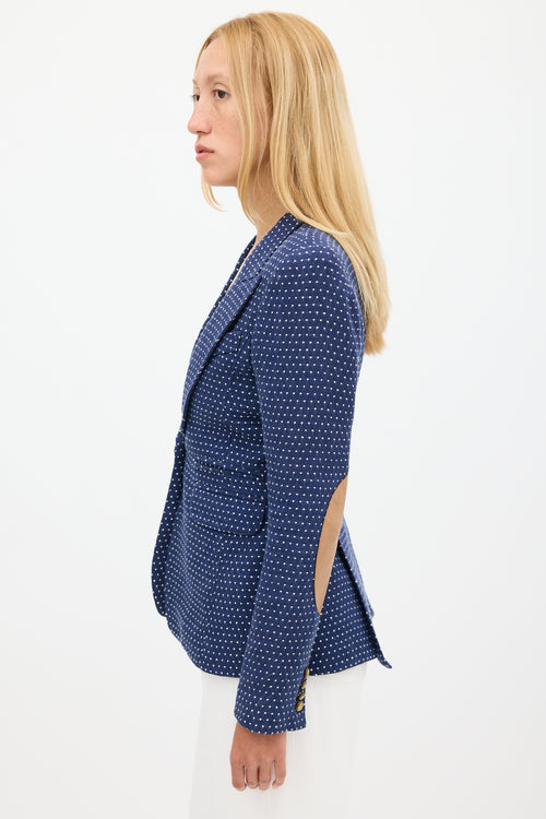 Smythe Navy & White Polka Dot Blazer