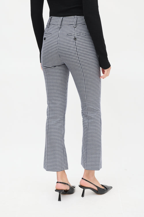 Smythe Navy & White Wool Houndstooth Flared Trouser