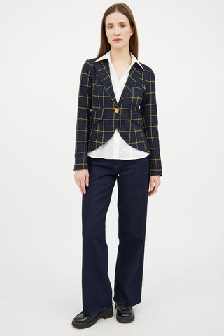 Smythe Navy & Yellow Plaid Blazer