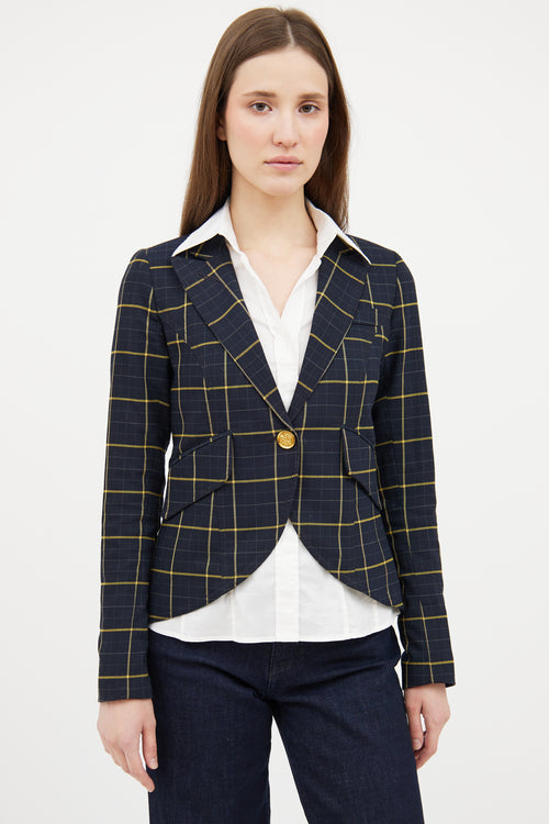 Smythe Navy & Yellow Plaid Blazer