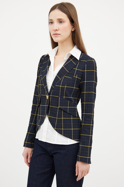 Smythe Navy & Yellow Plaid Blazer