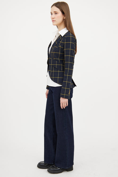 Smythe Navy & Yellow Plaid Blazer