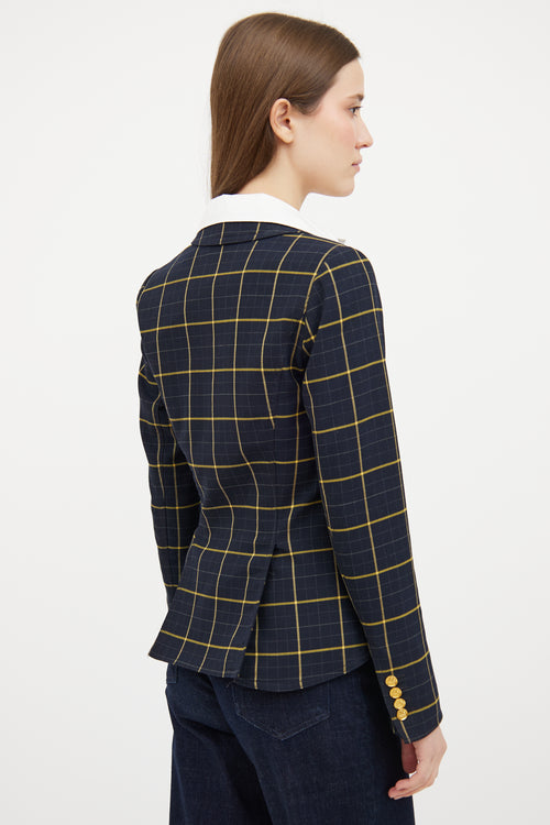 Smythe Navy & Yellow Plaid Blazer