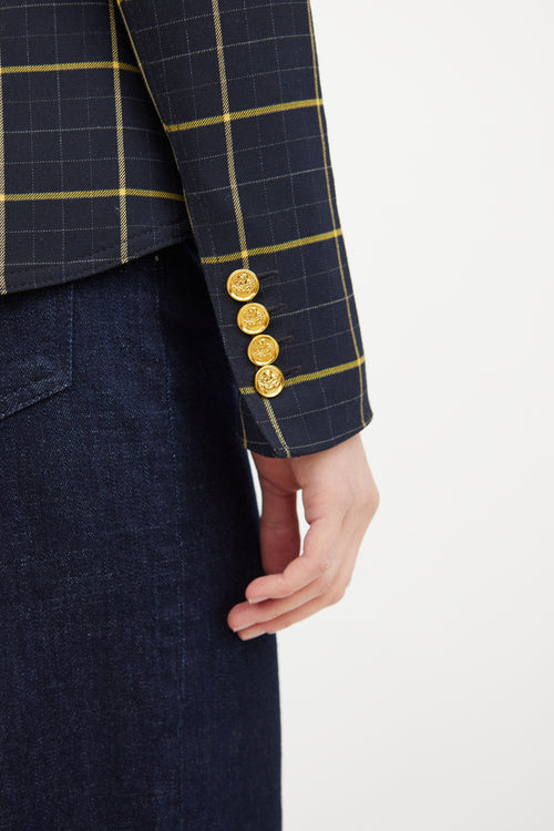 Smythe Navy & Yellow Plaid Blazer