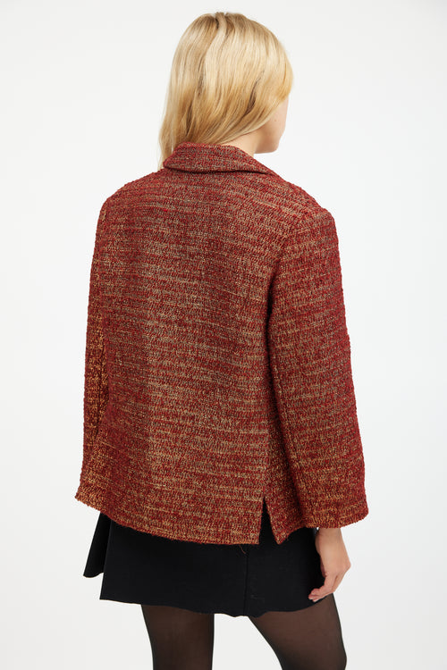 Smythe Orange Metallic Wool Tweed Blazer