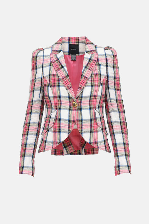 Smythe Plaid Linen Blazer