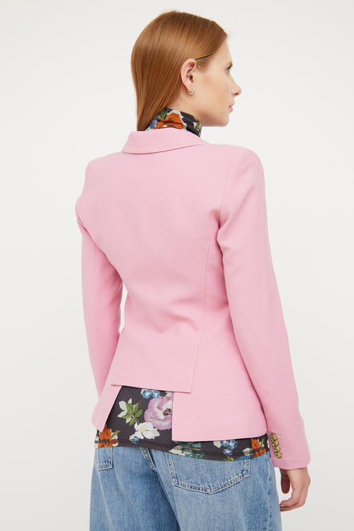 Smythe Pink Wool Peak Lapel Duchess Blazer