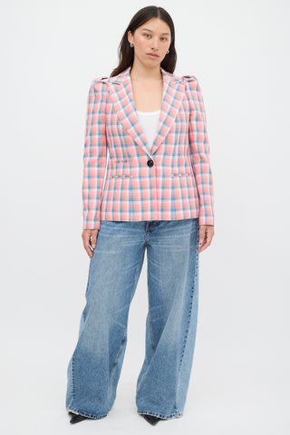Smythe Check Box Pleat Blazer