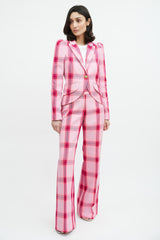 Smythe Pink & Multicolour Plaid Two Piece Suit