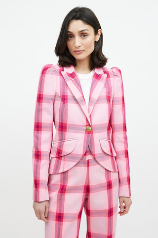 Smythe Pink & Multicolour Plaid Two Piece Suit