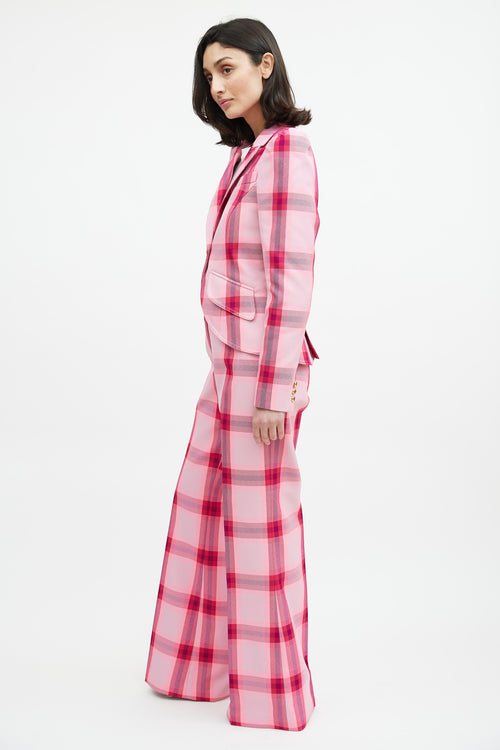 Smythe Pink & Multicolour Plaid Two Piece Suit