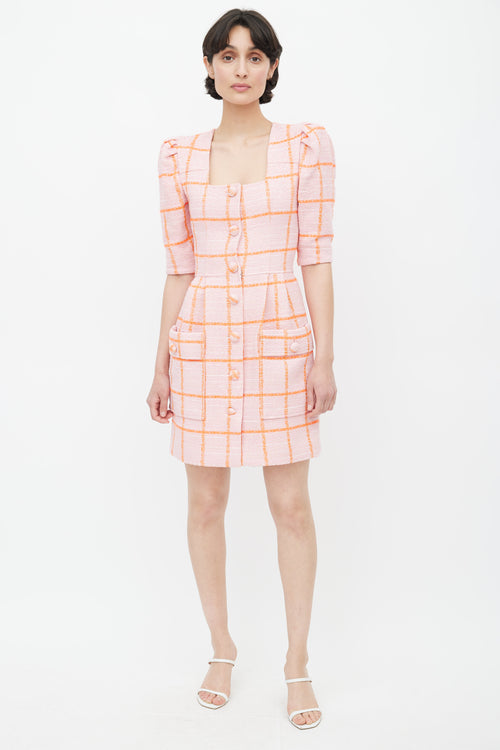 Smythe Pink & Orange Check Tweed Dress