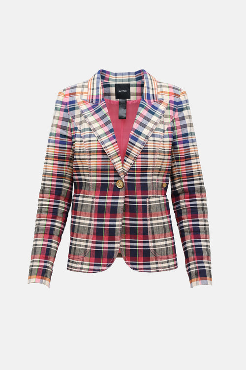 Smythe Linen Plaid Blazer