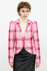 Smythe Check Pouf Sleeve Blazer