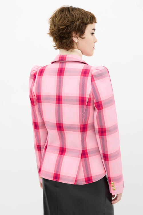 Smythe Check Pouf Sleeve Blazer