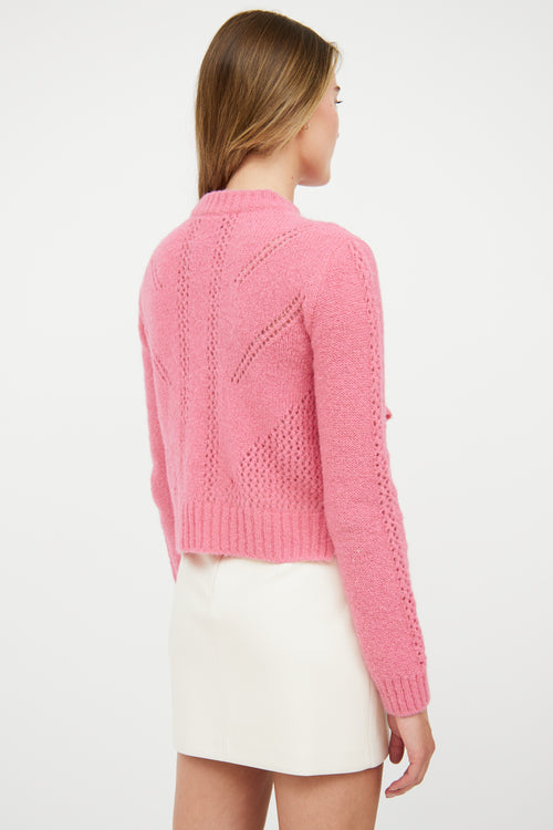 Smythe Pink Ruffle Cropped Sweater