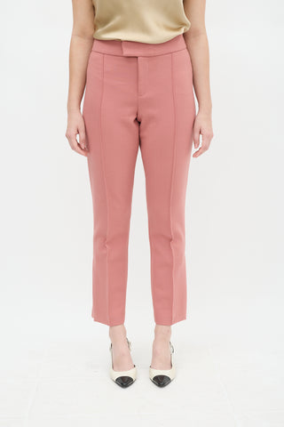 Smythe Pink Tapered Pleat Stovepipe Pant