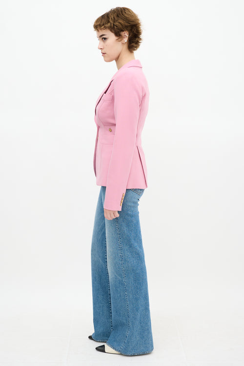 Smythe Pink Wool Peak Lapel Duchess Blazer