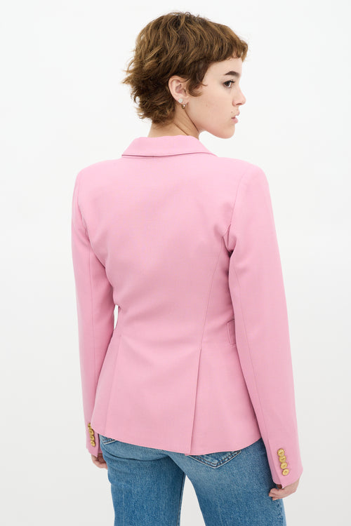 Smythe Pink Wool Peak Lapel Duchess Blazer