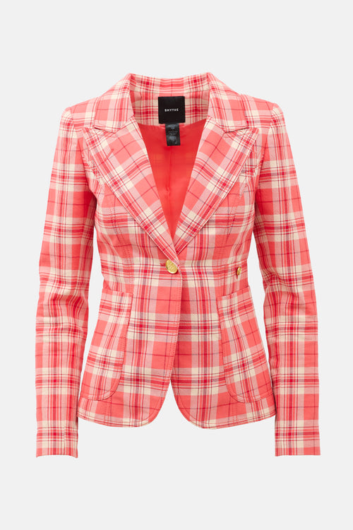 Smythe Plaid Patch Pocket Duchess Blazer