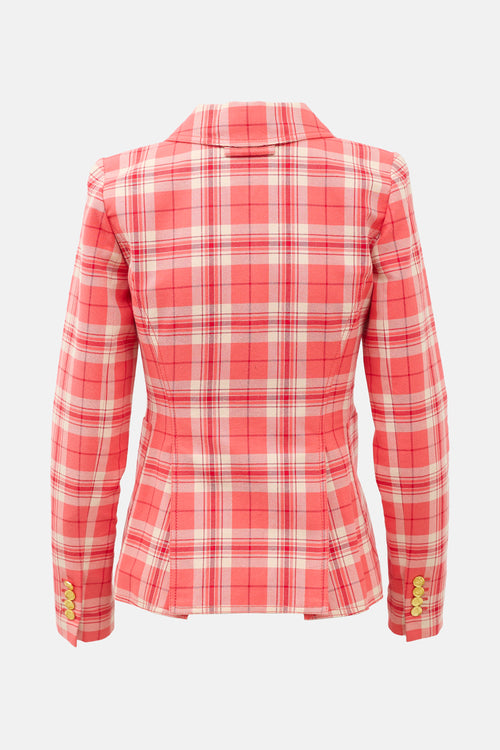 Smythe Plaid Patch Pocket Duchess Blazer