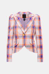 Smythe Plaid Pouf Sleeve Blazer