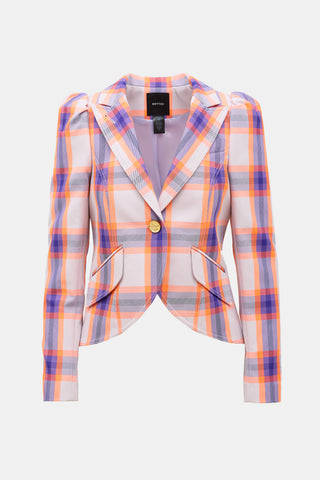 Smythe Plaid Pouf Sleeve Blazer