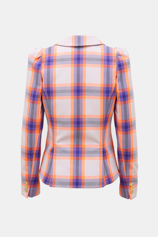 Smythe Plaid Pouf Sleeve Blazer