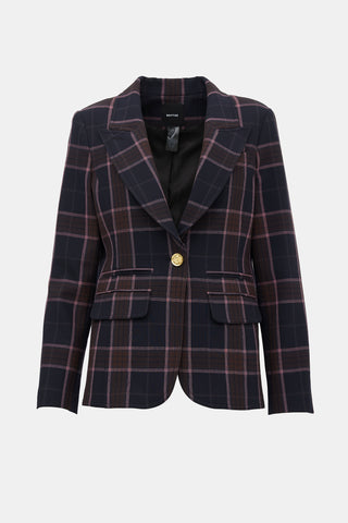 Smythe Plaid Single Button Blazer