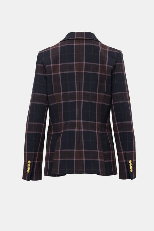 Smythe Plaid Single Button Blazer