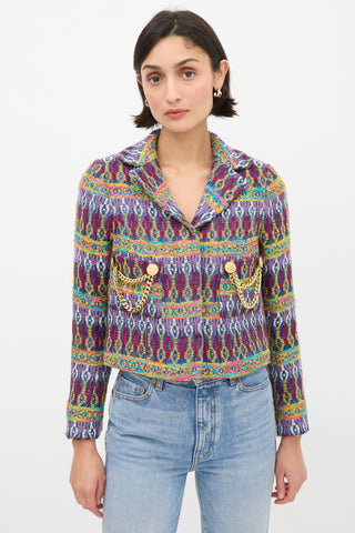 Smythe Purple & Multicolour Jacquard Box Chain Jacket